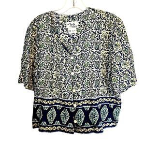 Lady Carol 16 Women's Shirt Top Blouse Blue Button Up Misses Size XL